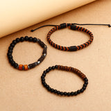 Black Beaded Multilayer Leather Braided Bracelet