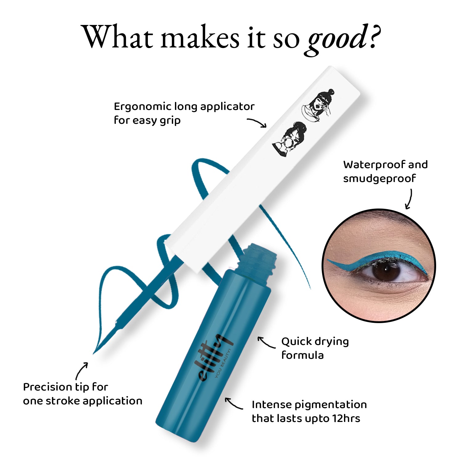 Elitty Teal Matte Pop Coloured Eyeliner -Teal Appeal (4ml)