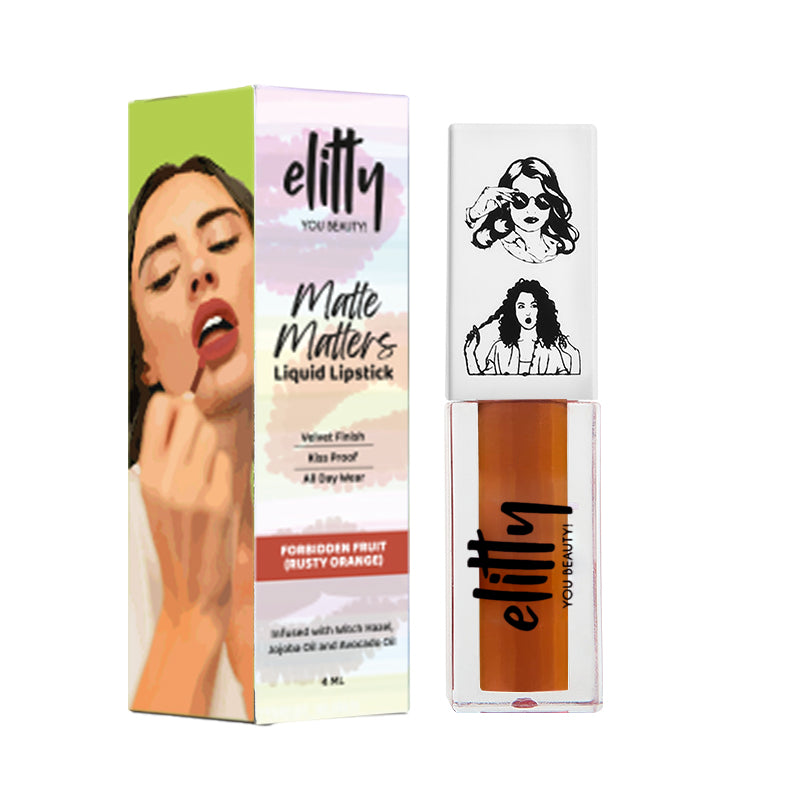 Elitty Rusty Orange Liquid Matte Lipstick | Transferproof, Smudgeproof & Lightweight | Forbidden Fruit - 4 ML