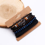 Anchor Beaded Multilayer Braided Leather Bracelet