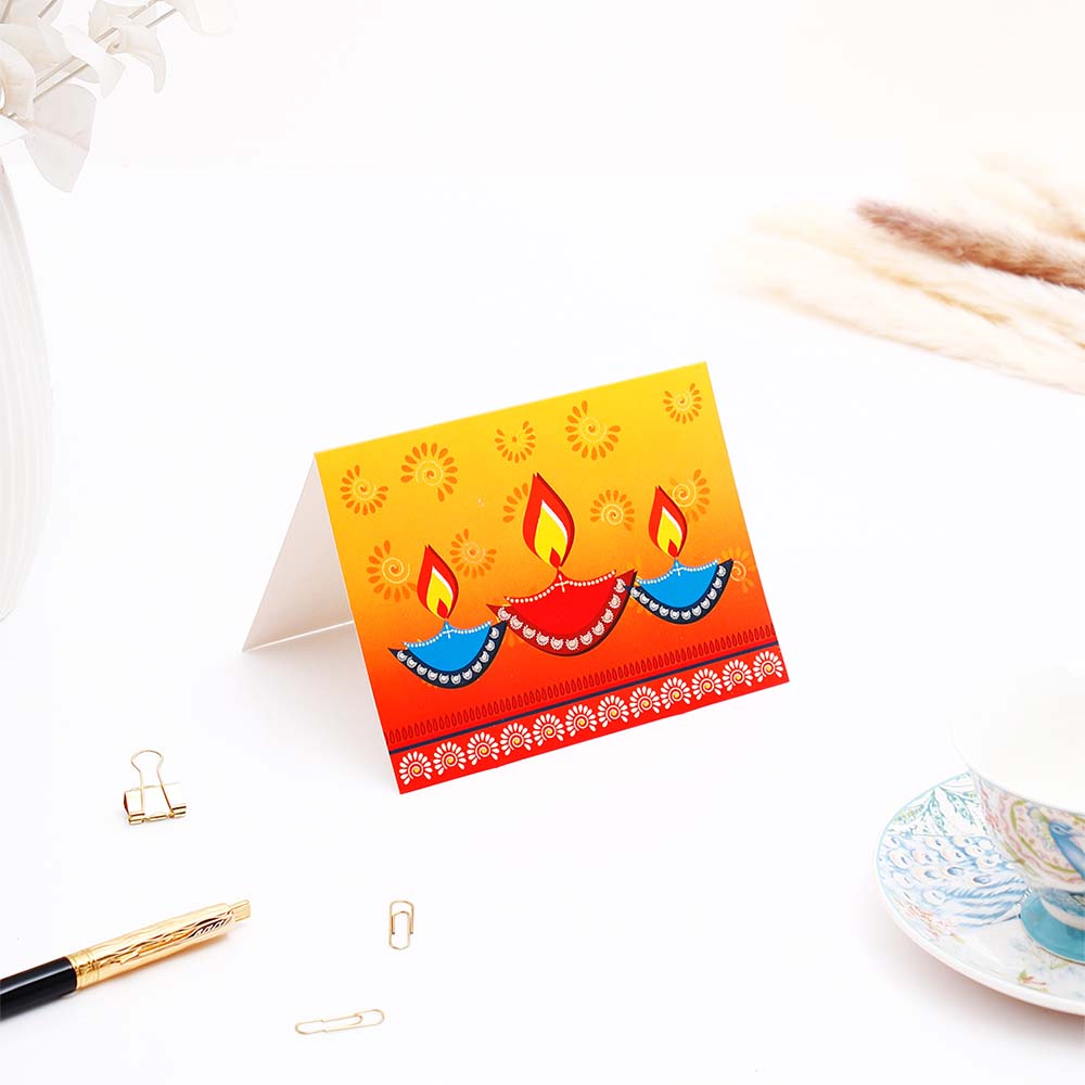 Light Up Diwali Seasons Greeting Card Pack Of 50