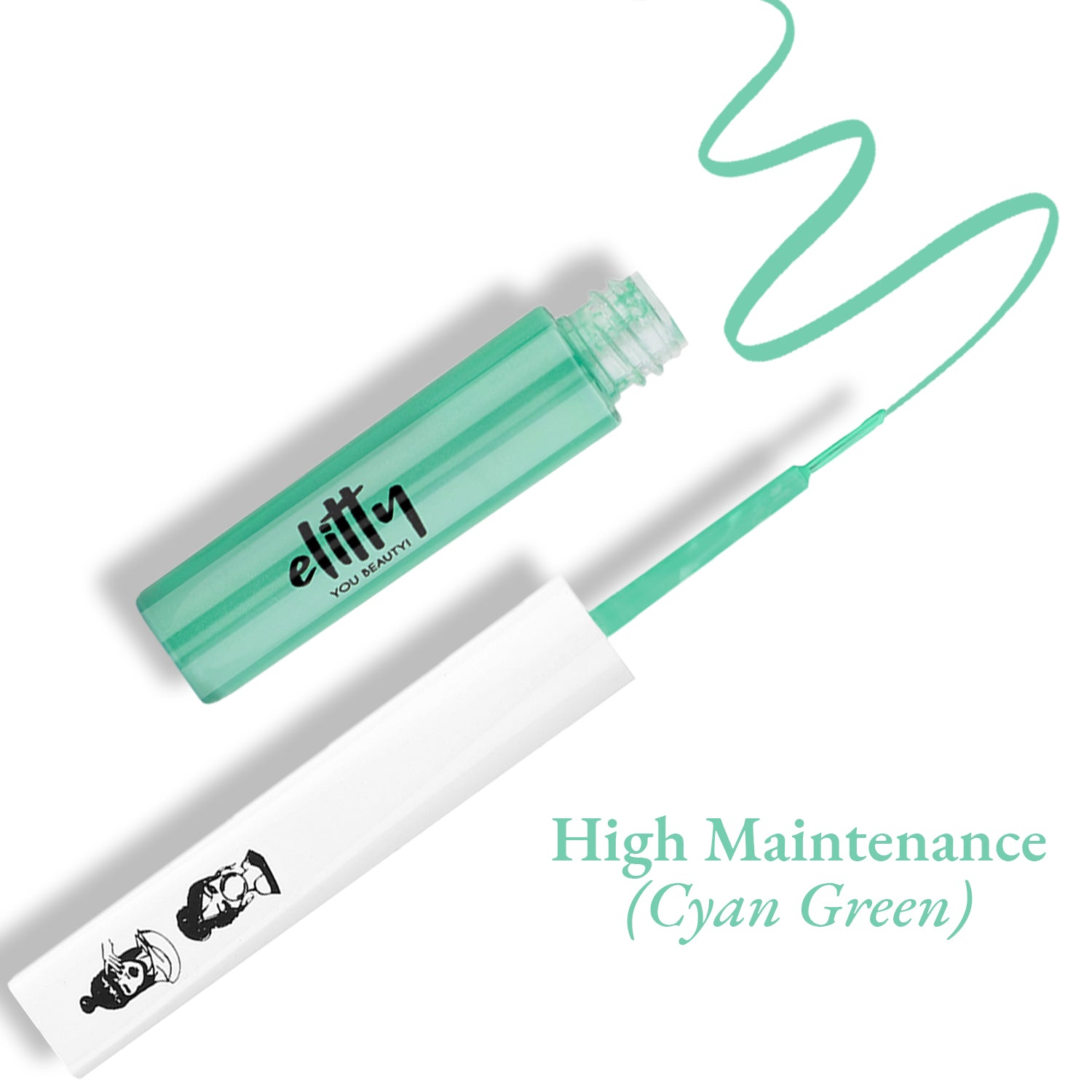 Elitty Cyan Green Matte Pop Coloured Eyeliner - High Maintenance (4ml)