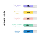 Elitty Unicorn Eyeliner Combo (Peach, Lilac Purple, Cyan Green, Yellow, Light Blue), 4 ml each