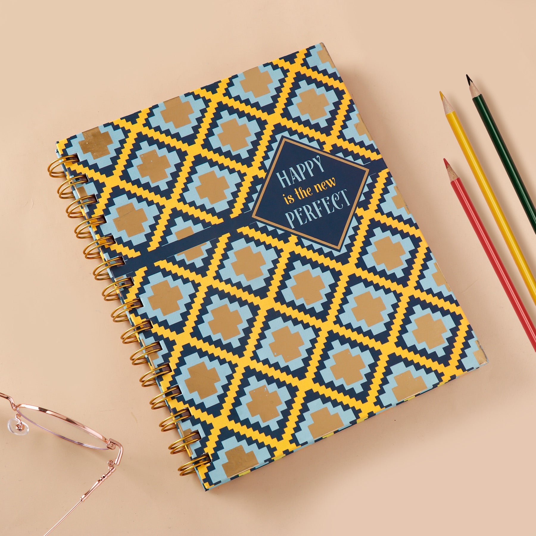 Happy is the New Perfect Quoted Spiral Notebook