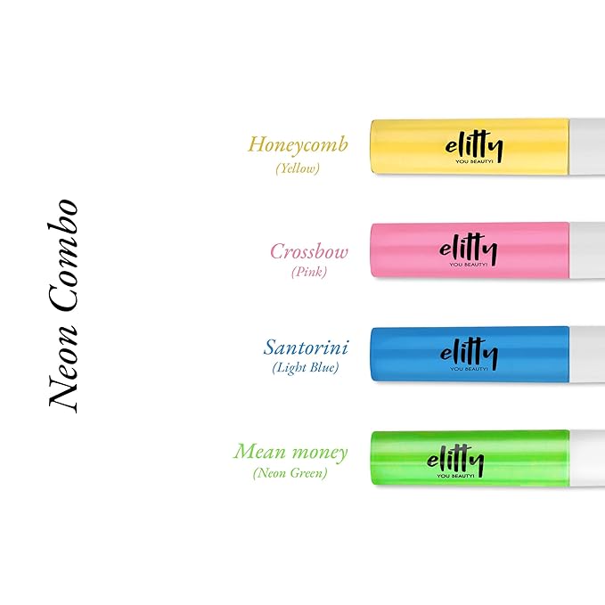 Elitty Neon Eyeliner Combo (Neon Green,Yellow, Cyan Green,Pink) Shades- 4 ML Each
