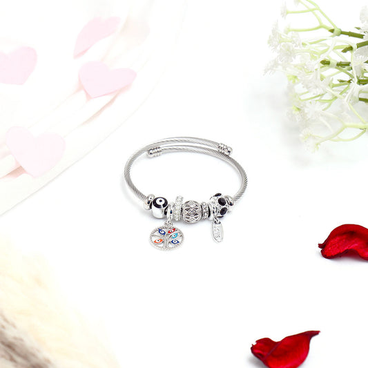 Mystic Evil Eye Charms Silver Bracelet