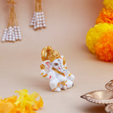 Lord Ganesha White and Golden Idol