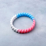 Interlocked Silicone Friendship Band Pastel Pink and Blue