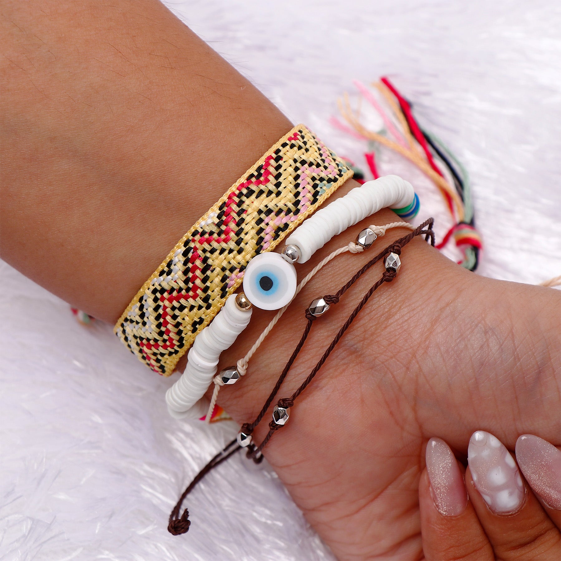 Knitted Yellow Multi Layer Bracelet Set