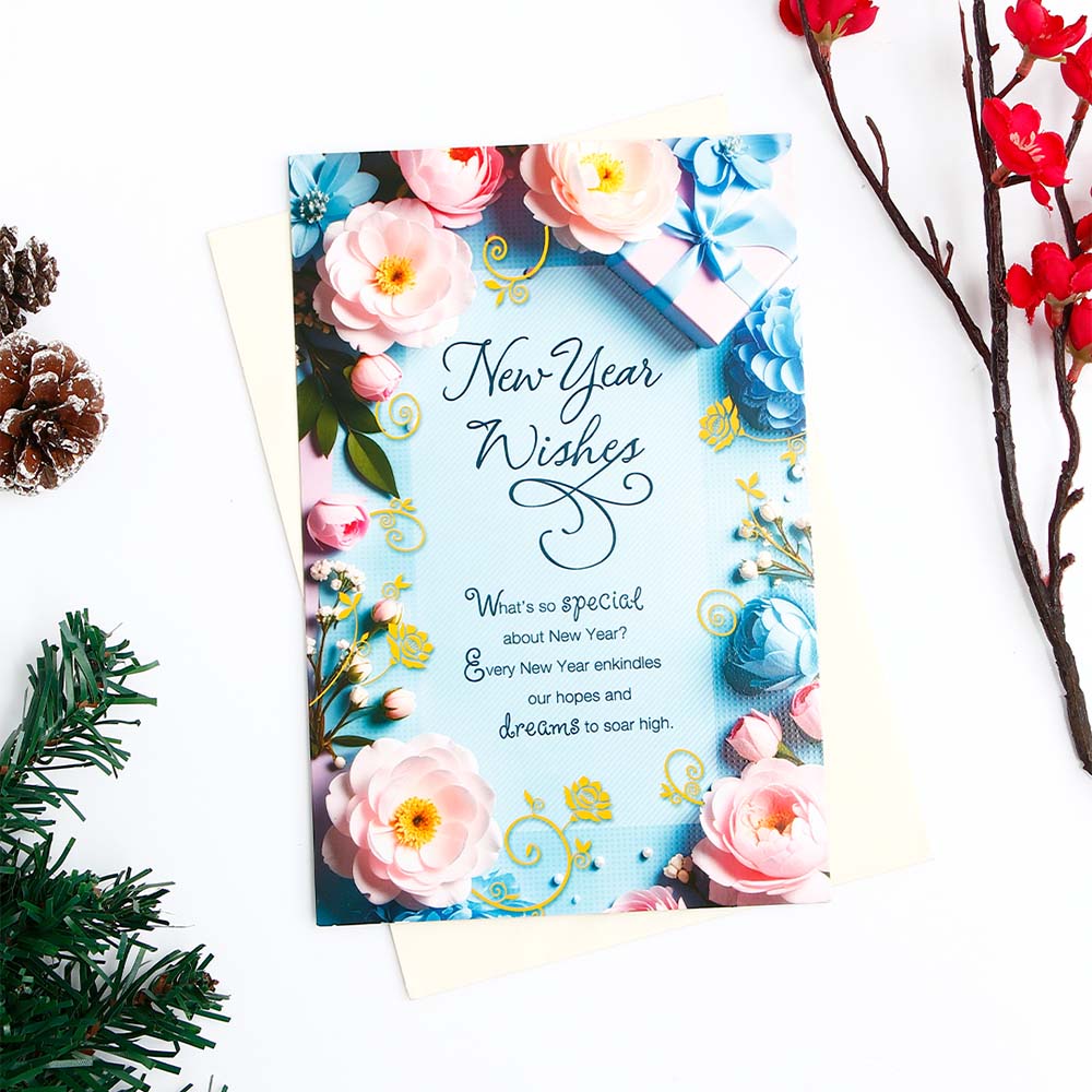 New Year Wishes Greeting Card with Envelope