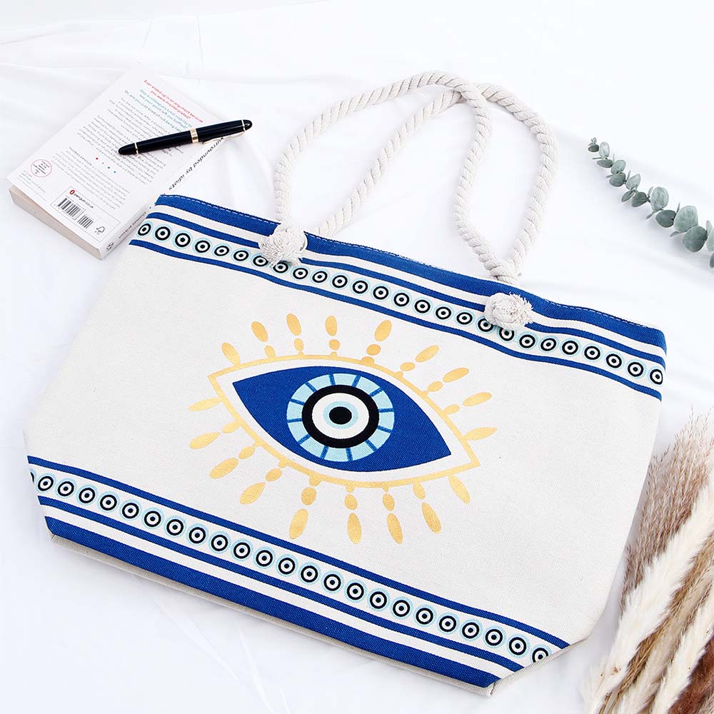 White Evil Eye Tote Bag