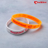 Silicone Friendship Bands Orange and White Set of 2