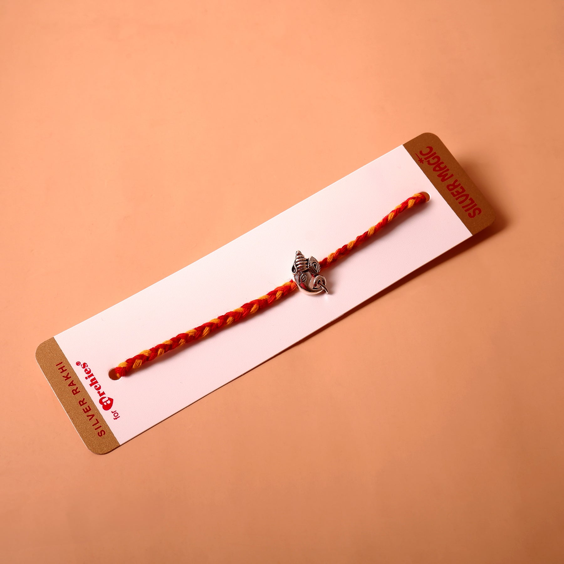 Traditional Ganesha Premium Silver Rakhi