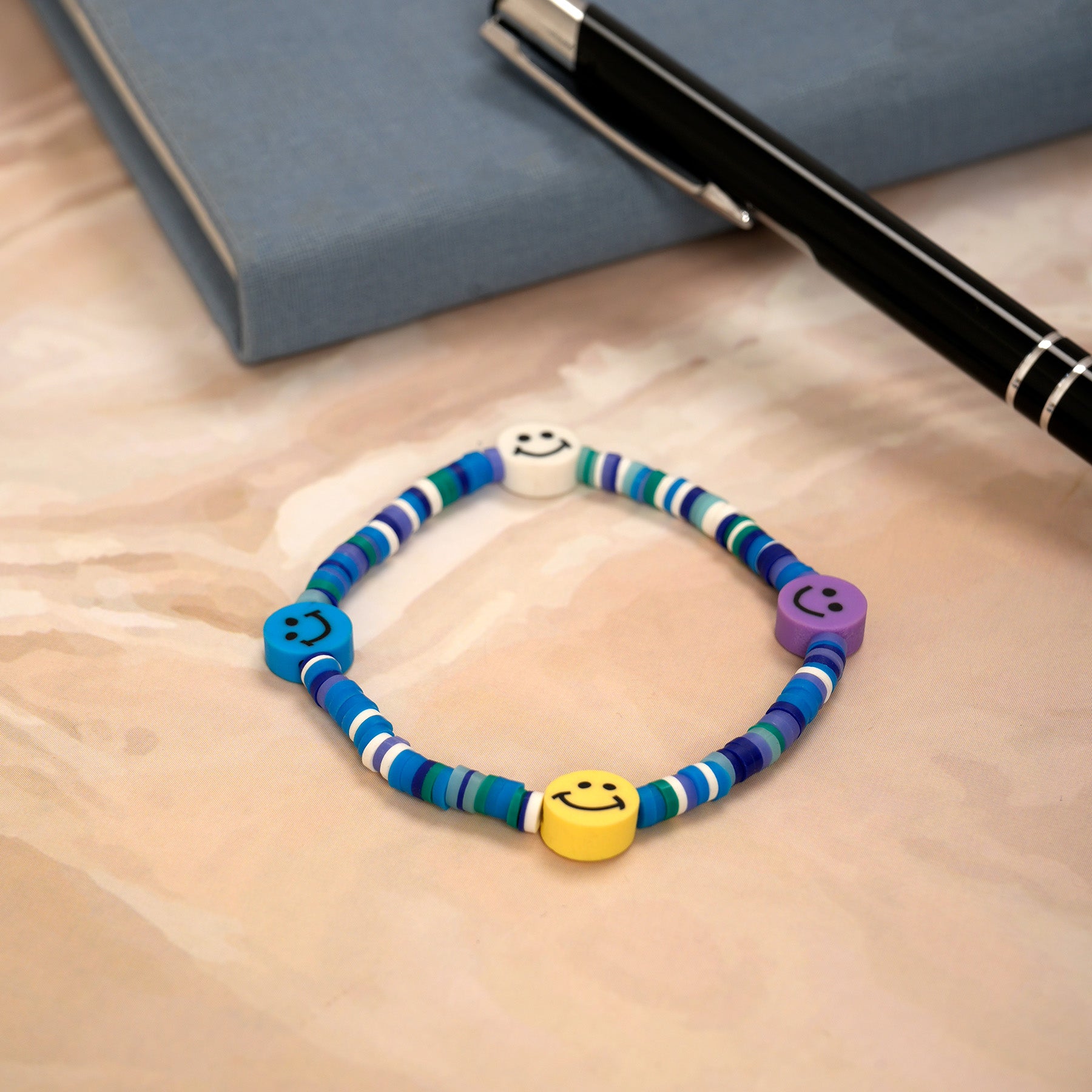 Blue Loop Smiley Bead Friendship Bracelet