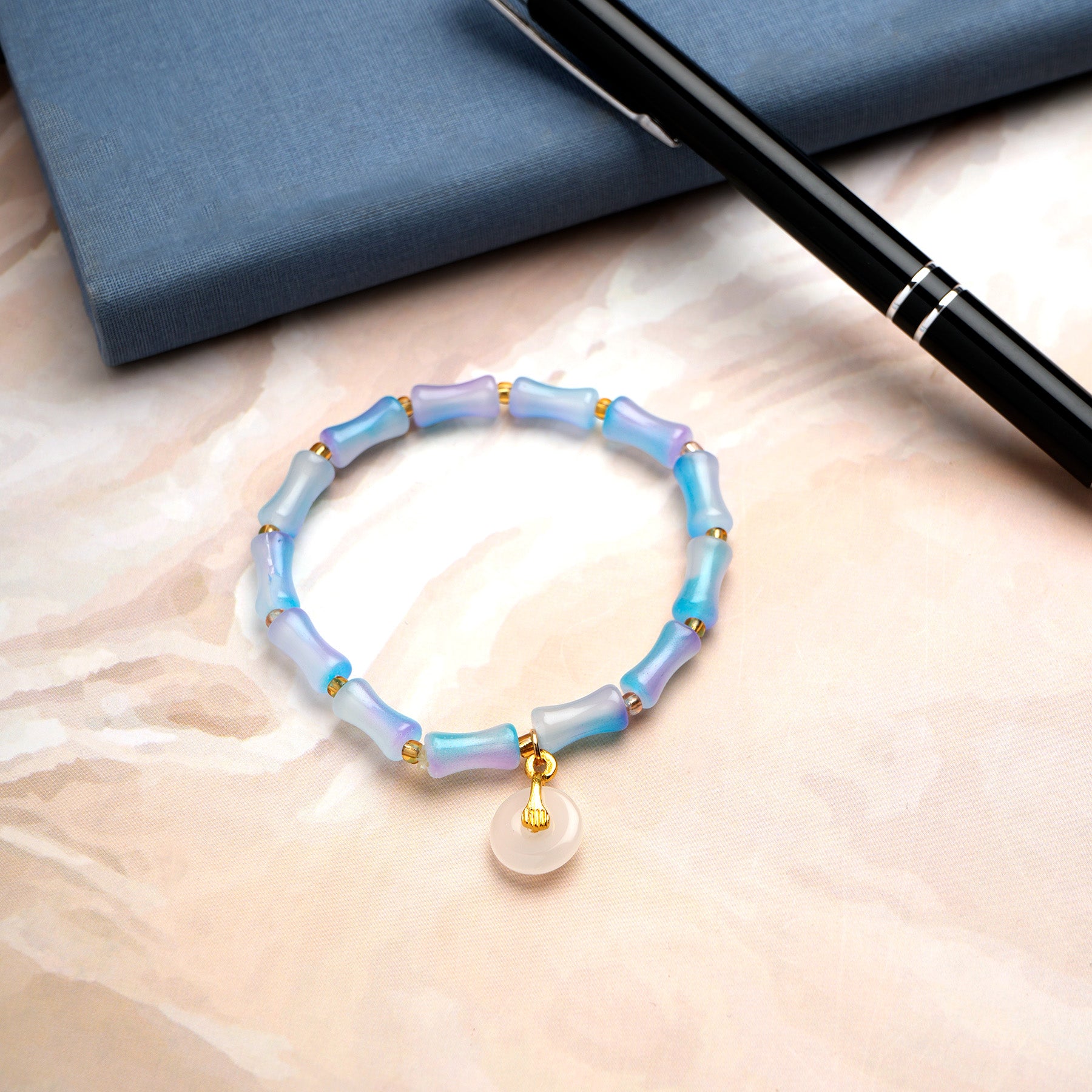 Blue Wave Golden Charm Bracelet