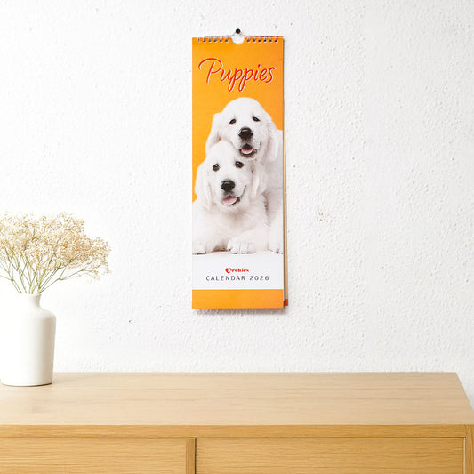 Puppies 2025 Wall Calendar With Envelope