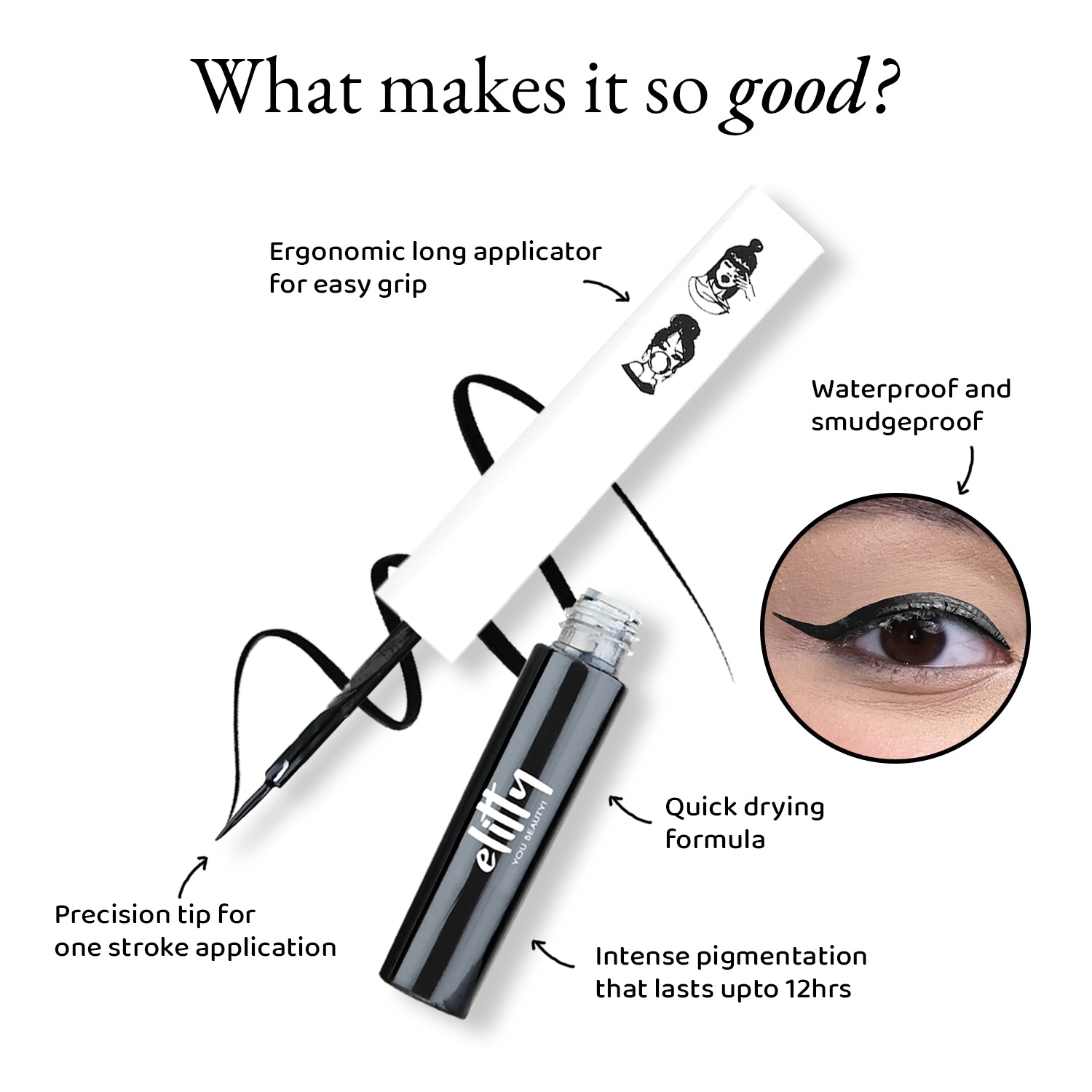 Elitty Black Matte Pop Coloured Eyeliner - Dark Matter (4ml)