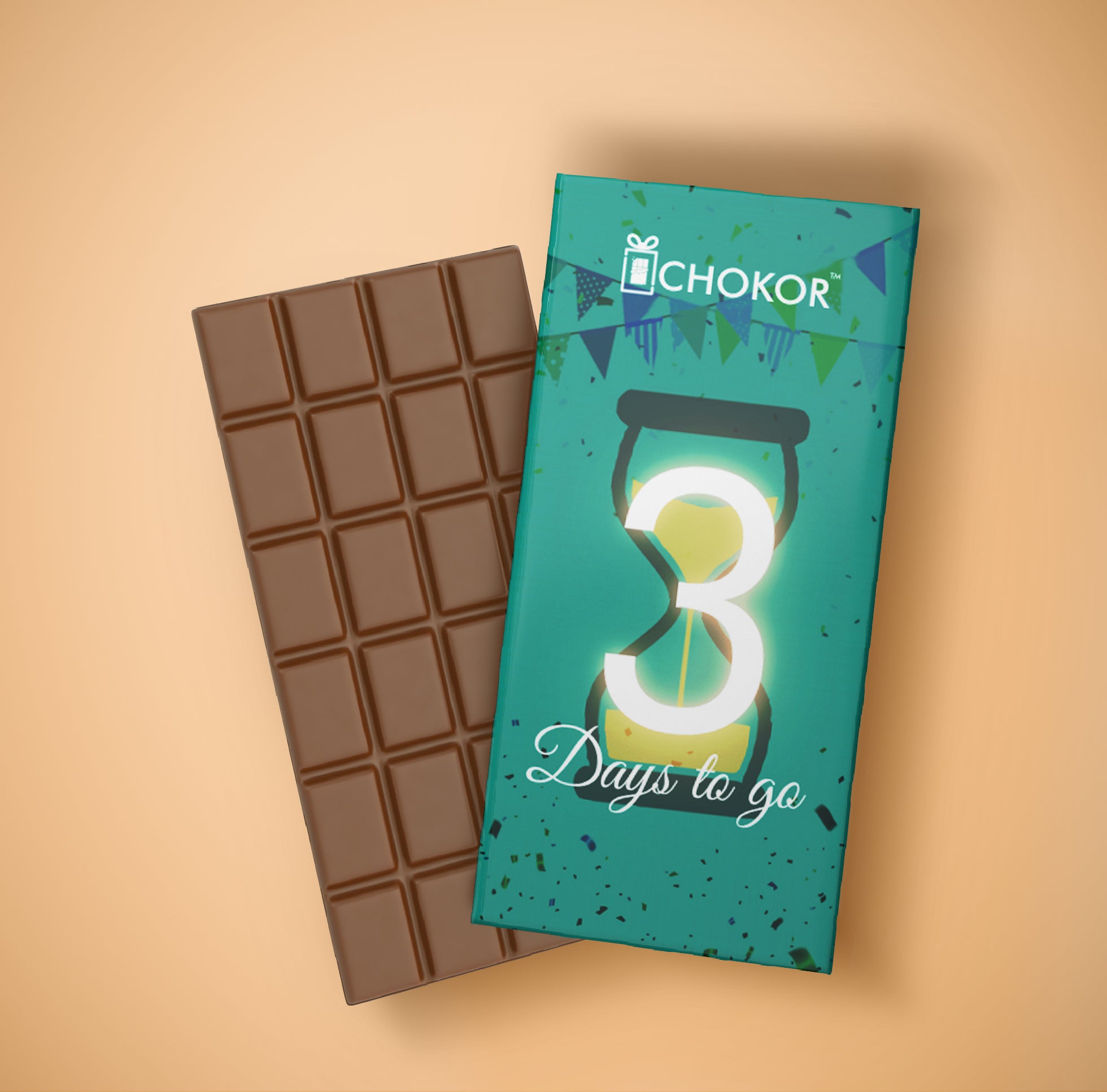 CHOKOR 3 Days to Go -  Coffee Flavoured Almond Chocolate Bar