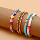 Floral Charm Multi Layer Bracelet Set