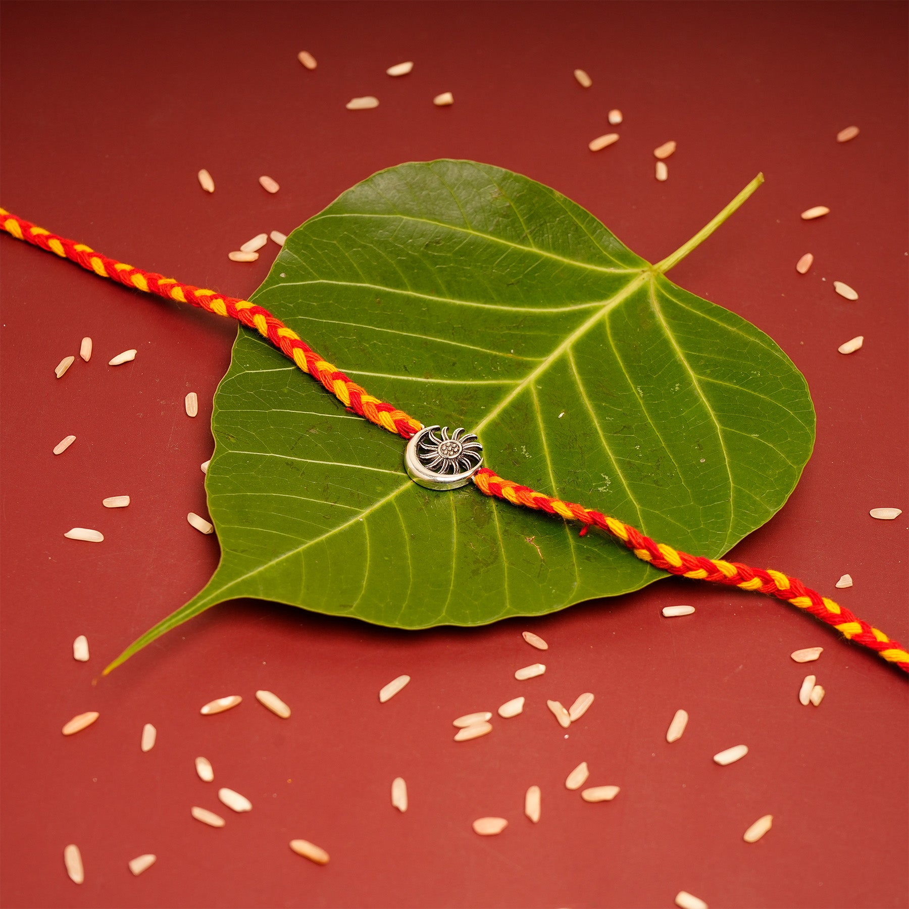 Surya-Chandra Premium Silver Rakhi