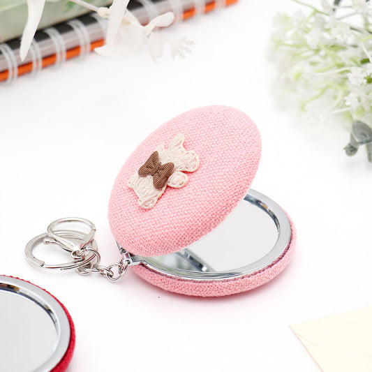 Pink Knitted Compact Mirror