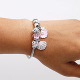 Pearls and Shells Charms Silver Bracelet
