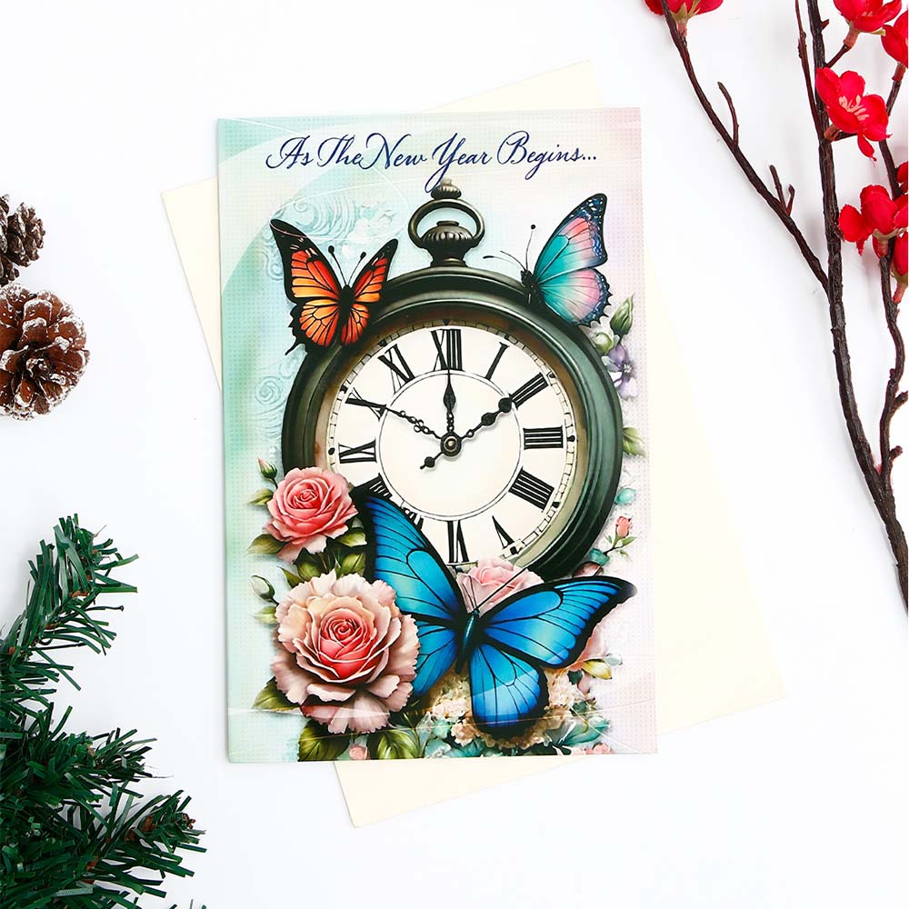 Happy New Year Greeting Card with Envelope