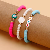 White Pearls Multi Layer Bracelet Set