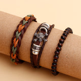 Pirate Skull Beaded Multilayer Braided Leather Bracelet