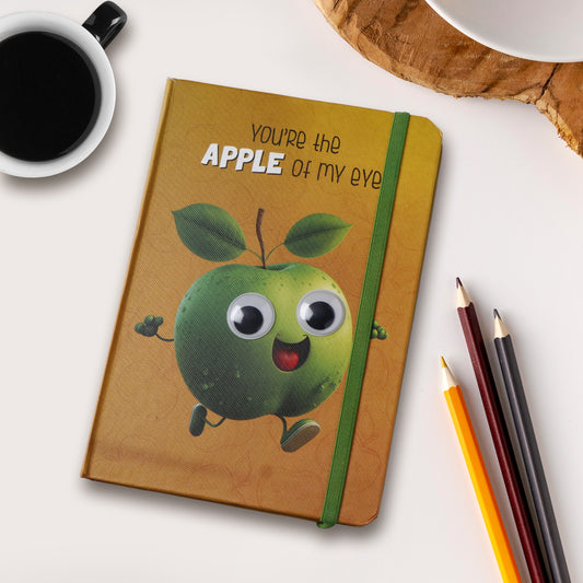 Apple Theme Googli Eyes Elastic Closure Notebook