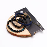 Braided Blue Multilayer Black Beaded Bracelet