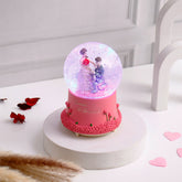 Magenta Romantic Couple Musical Snow Globe