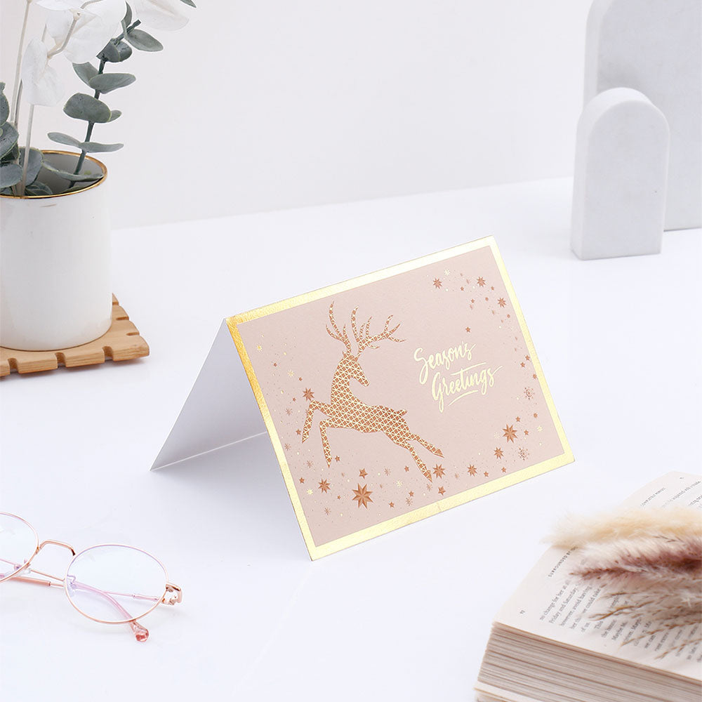 Golden Deer Seasons Greeting Card