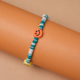 Sea Blue Loop Smiley Bead Friendship Bracelet