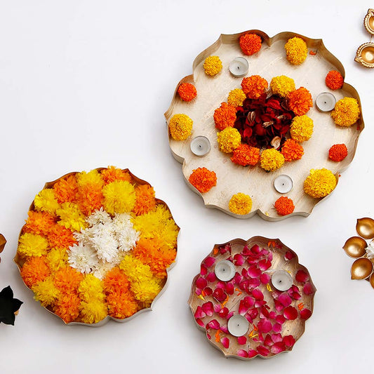 Triple Base Thali for Floating Flowers & Diyas
