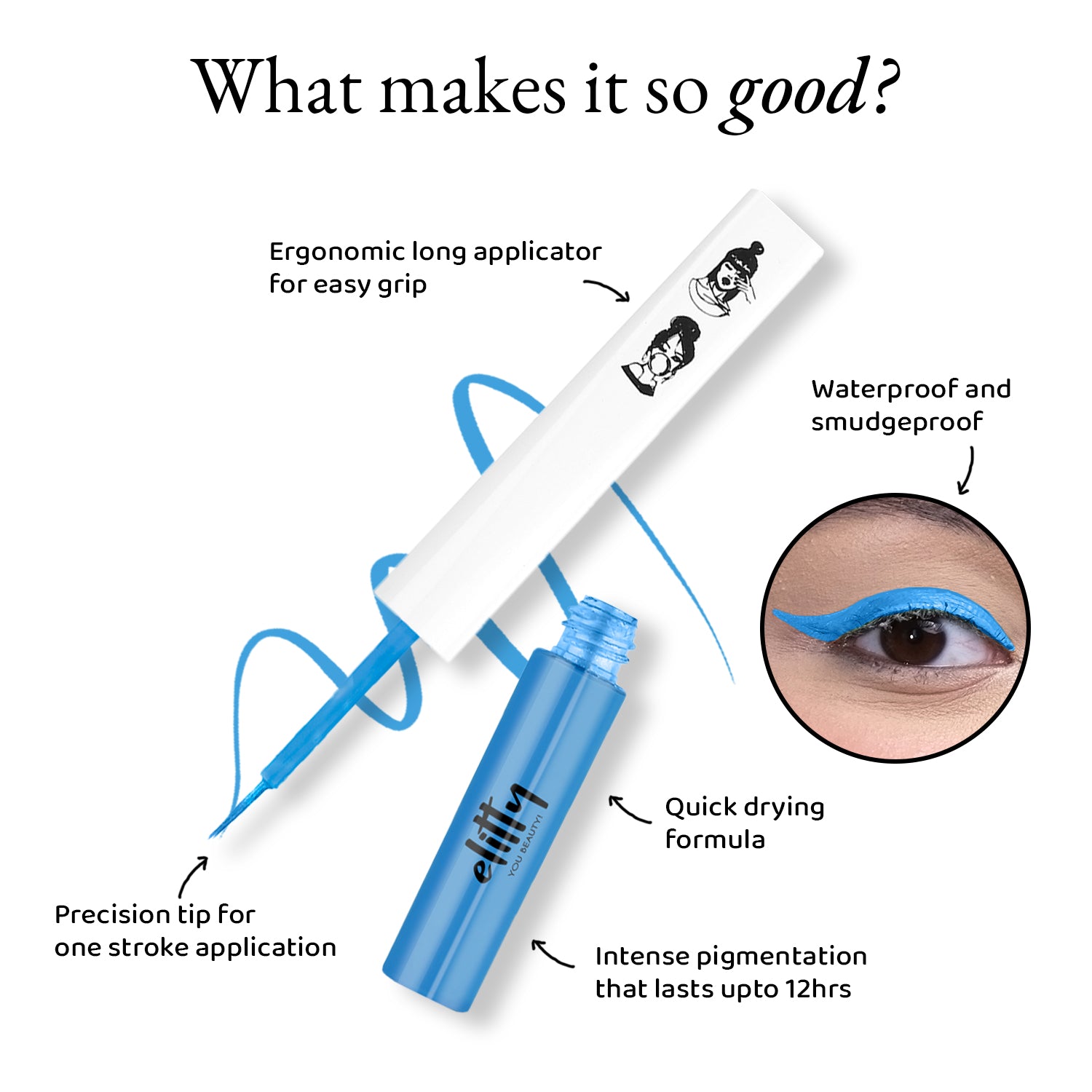 Elitty Light Blue Matte Pop Coloured Eyeliner - Santorini (4ml)