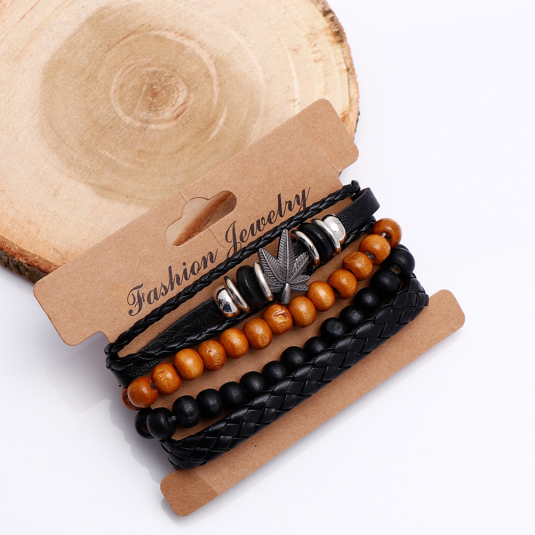 Autumn Leaf Beaded Multilayer Leather Bracelet
