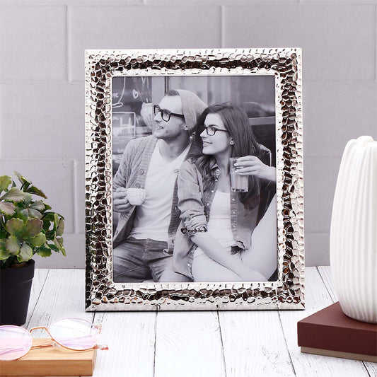 Textured Border Silver Plated Photo Frame