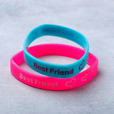 Silicone Friendship Bands Blue and Pink Set of 2