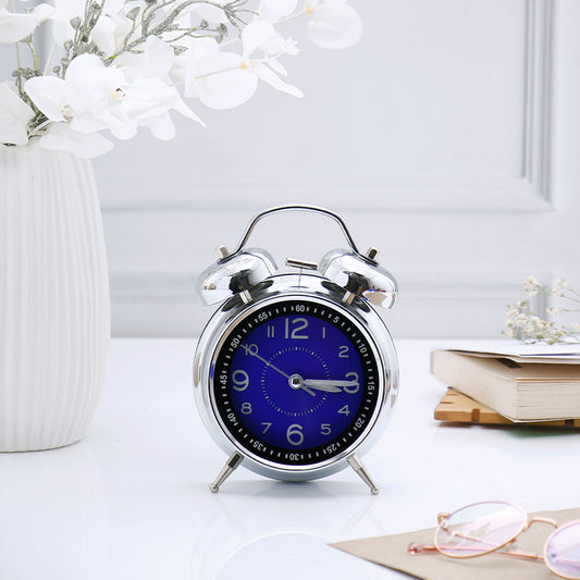 Blue and Silver Twin Bell Alarm Clock