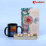 For My Brother Rakhi with Greeting Card with Mug and Chocolate