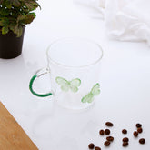 Green Butterfly Charmed Glass Mug