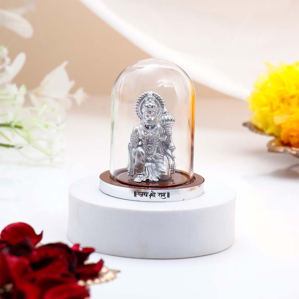 Shree Omkaar Hanuman Idol - Silver