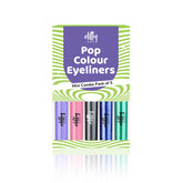 Elitty Mini Pop Colour Waterproof Liquid Eyeliner Combo | Matte Shades (Pink, Lilac, Black) & Metallic Shades (Blue, Emerald Green) | 1 ML Each