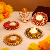Lord Ganesha Idol with Handcrafted Diya Pack of 4