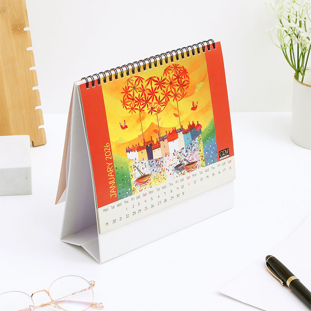 City Evening 2025 Desk Top Calendar With Envelope
