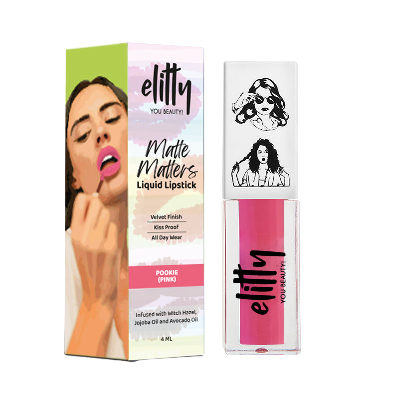 Elitty Pink Liquid Matte Lipstick | Transferproof, Smudgeproof & Lightweight | Pookie - 4 ML
