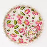 Pink and White Motifs Jars with Tray Set