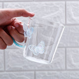 Blue Butterfly Charmed Glass Mug