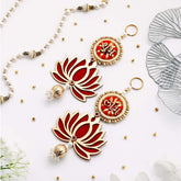 Traditional Red Shubh Labh Lotus Hanging